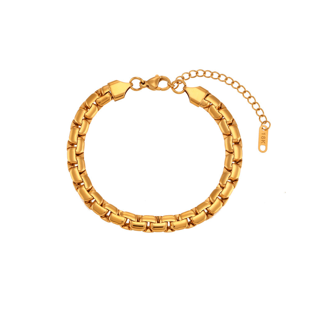 Collana da donna a clavicola in acciaio inossidabile con finitura placcata, dal design geometrico minimalista retrò