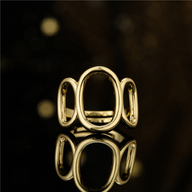 Minimalist Geometric Open Ring Brass Plated Women