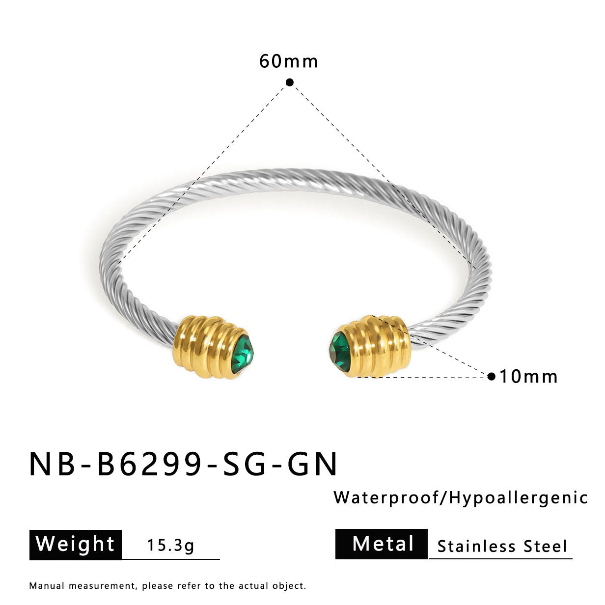 Bracciale minimalista in acciaio al titanio con filo intrecciato, placcato oro, catena a cavo in acciaio inossidabile, design ad anello geometrico