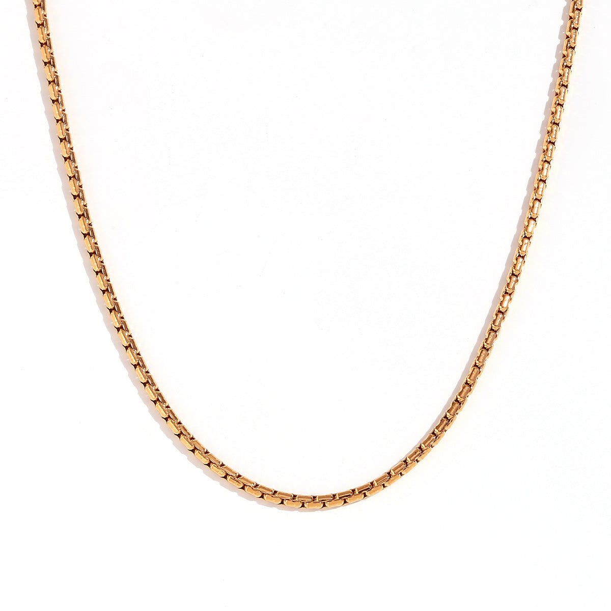 Minimalist Geometric Titanium Steel Plated 18K Gold Stainless Steel Pearl Chain Necklace for Women