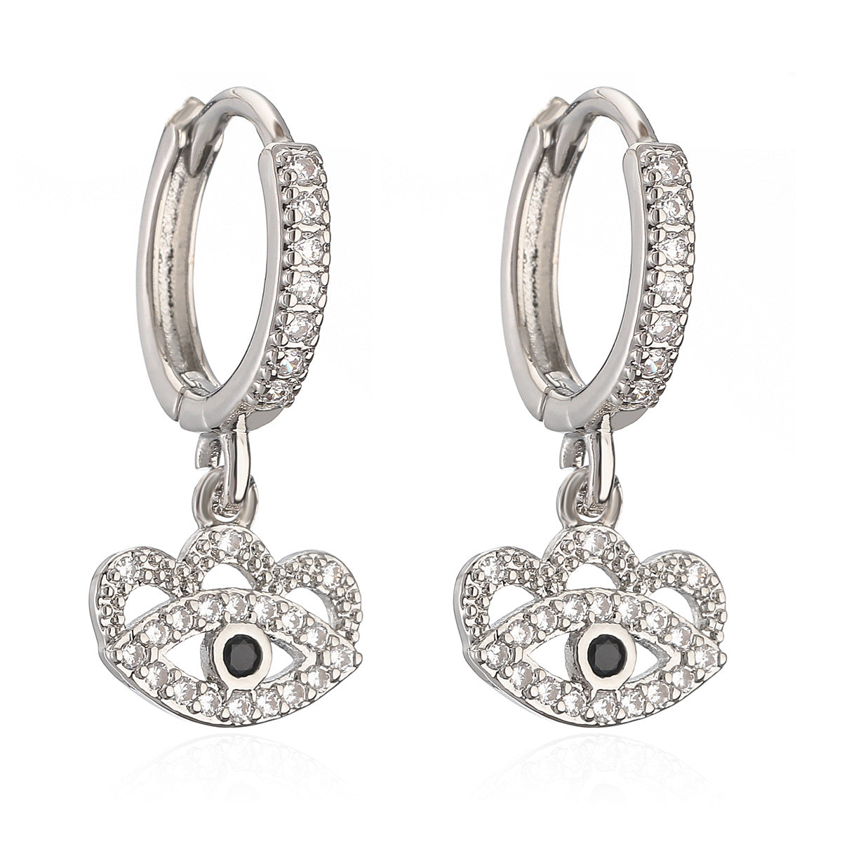 Minimalist Geometric Eye-Shaped Earrings in Brass with Real Gold Plating and Zircon Inlay for Women