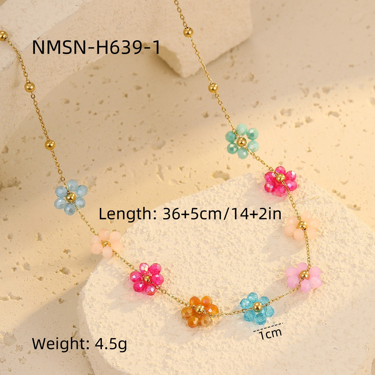 Collana alla clavicola floreale di tendenza con ciondolo geometrico in acciaio inossidabile con finitura galvanica per donna