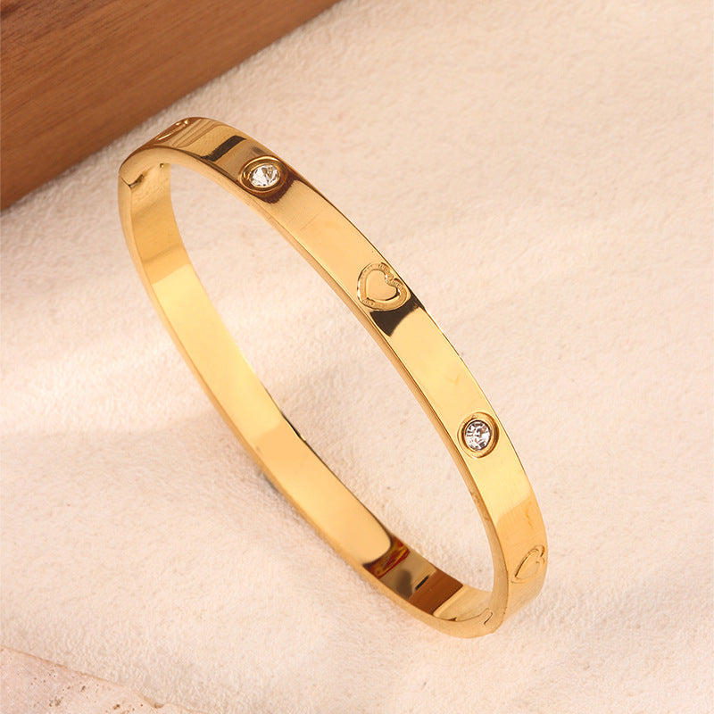 Elegant 18K Gold Plated Geometric Round Titanium Steel Bracelet