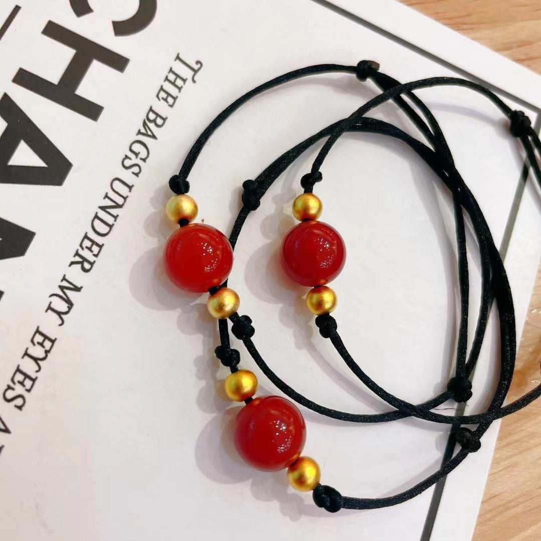 Collana Unisex Originale in Agata Rossa Geometrica con Cordino Regolabile