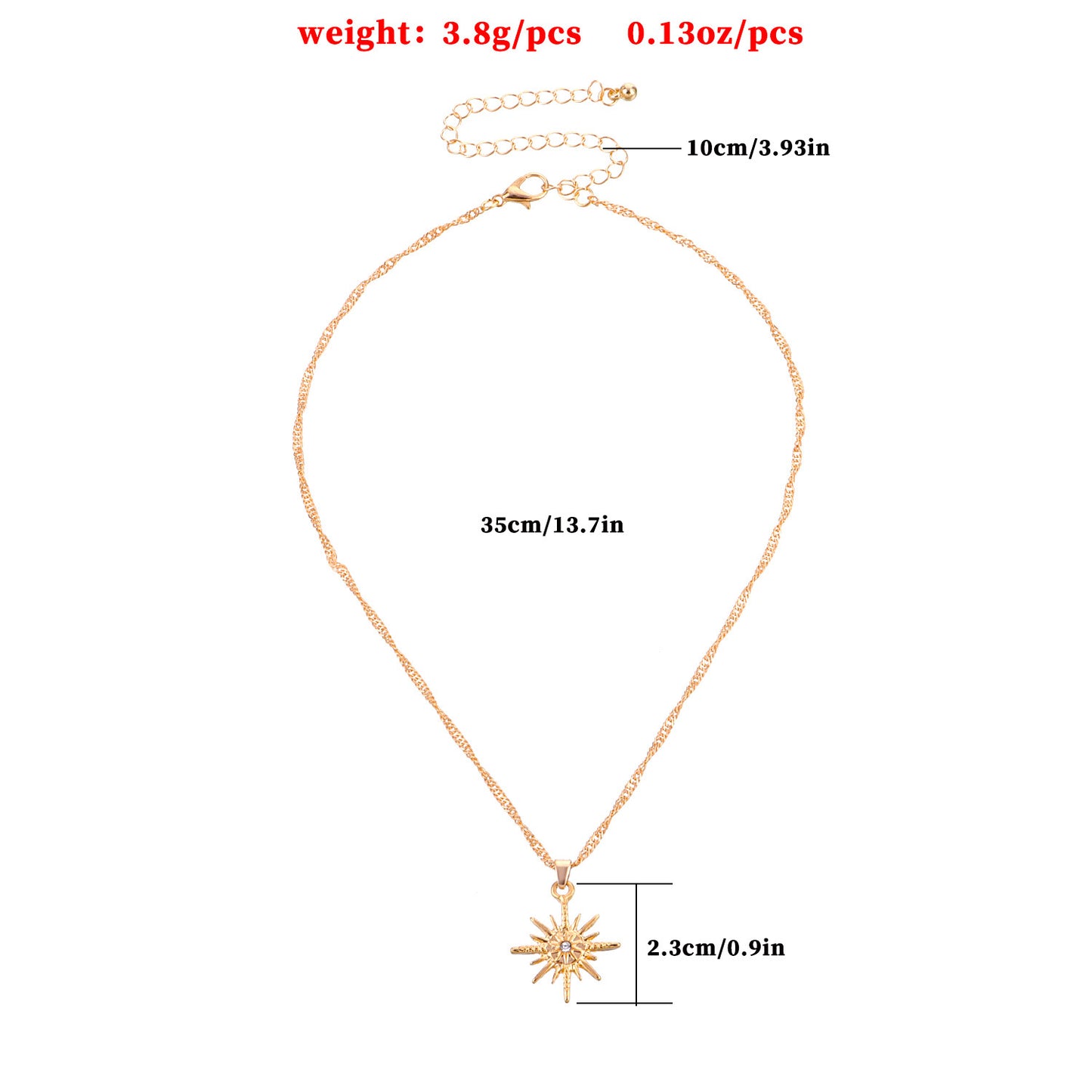 Leaf Pendant Necklace for Women Alloy Sun-Inspired Star Clavicle Chain Adjustable 21cm to 50cm