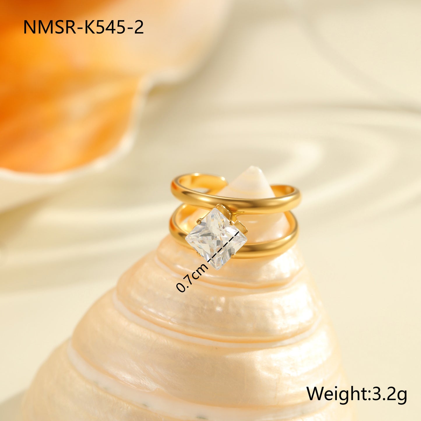 Anello geometrico minimalista da donna in acciaio inossidabile con placcatura in oro 18K e intarsio di zirconi