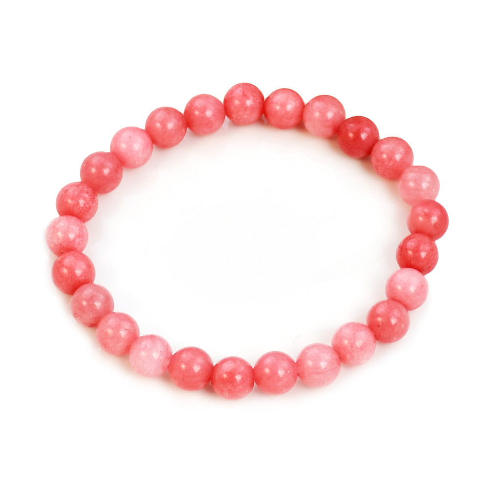 Minimalist Geometric Natural Agate Tourmaline Pink Crystal Beaded Bracelet Unisex Handmade Jewelry