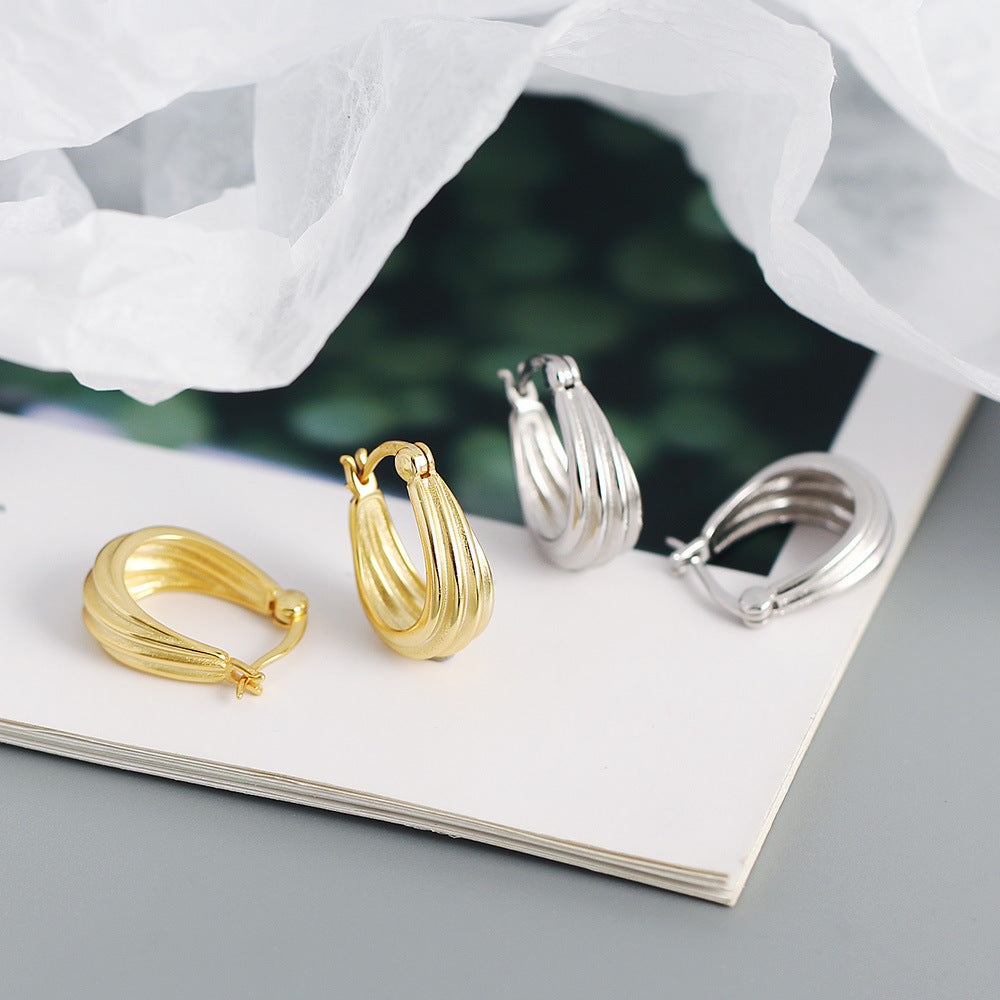 Geometric Spiral 925 Sterling Silver Plated Hoop Earrings