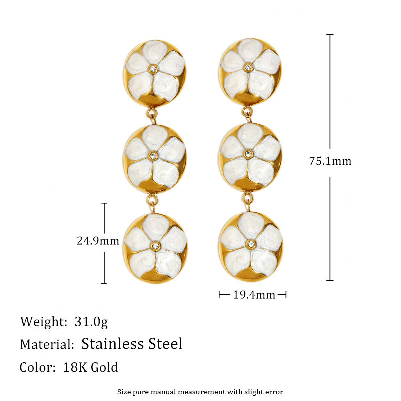 Conjunto de Collar con Colgante Floral de Moda con Cadena de Acero Inoxidable y Chapado en Oro de 18K para Mujer