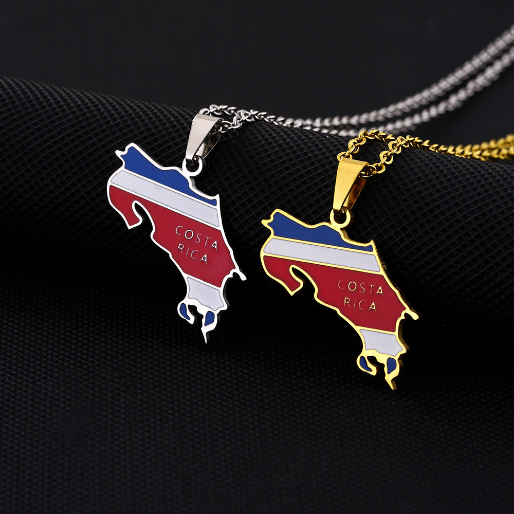 Collana con Pendente Geometrico Personalizzato in Acciaio Inossidabile Smaltato con Catenina a O per Unisex