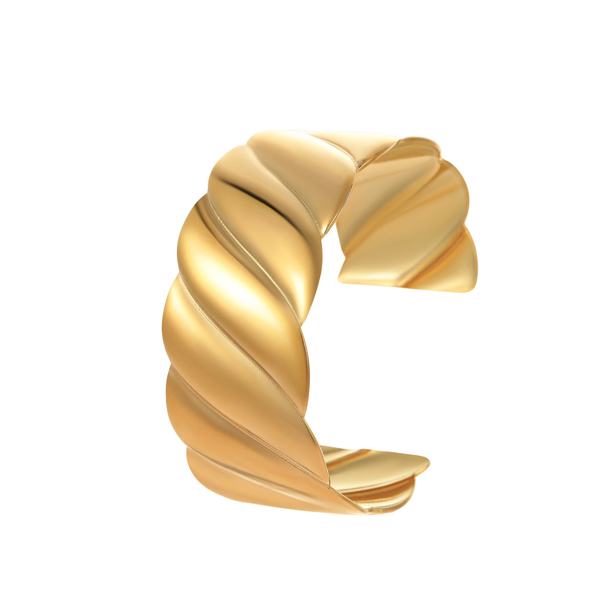 Fashionable Geometric Open Bangle Bracelet in Stainless Steel with 18K Gold Plating for Women