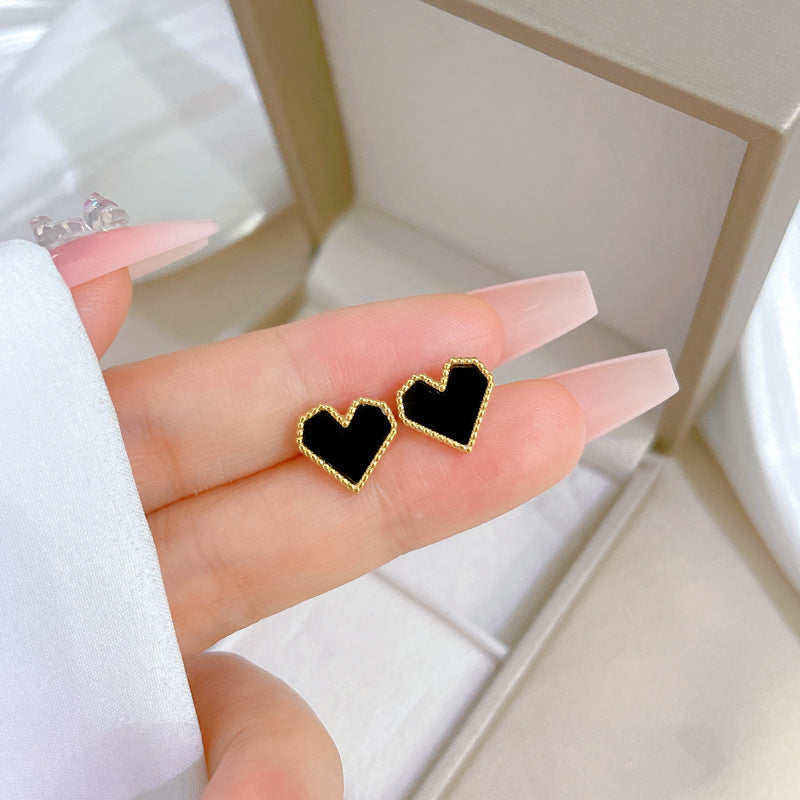 Minimalist Sweet Geometric Titanium Steel Plated Stud Earrings