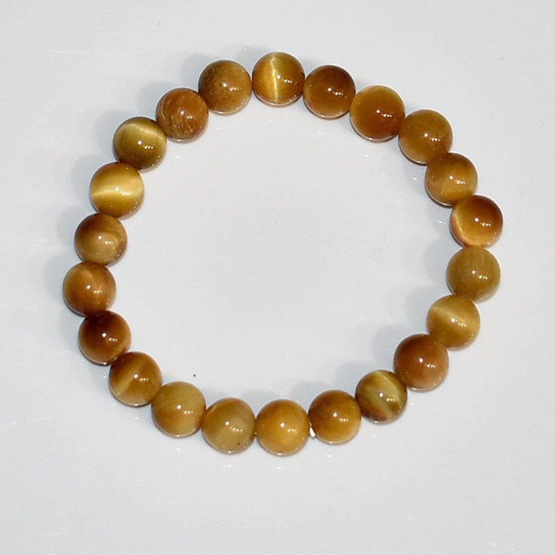 Natural Tiger Eye Amethyst Rose Quartz Obsidian Bracelet Geometric Round Beaded Handmade Unisex Fashion Jewelry