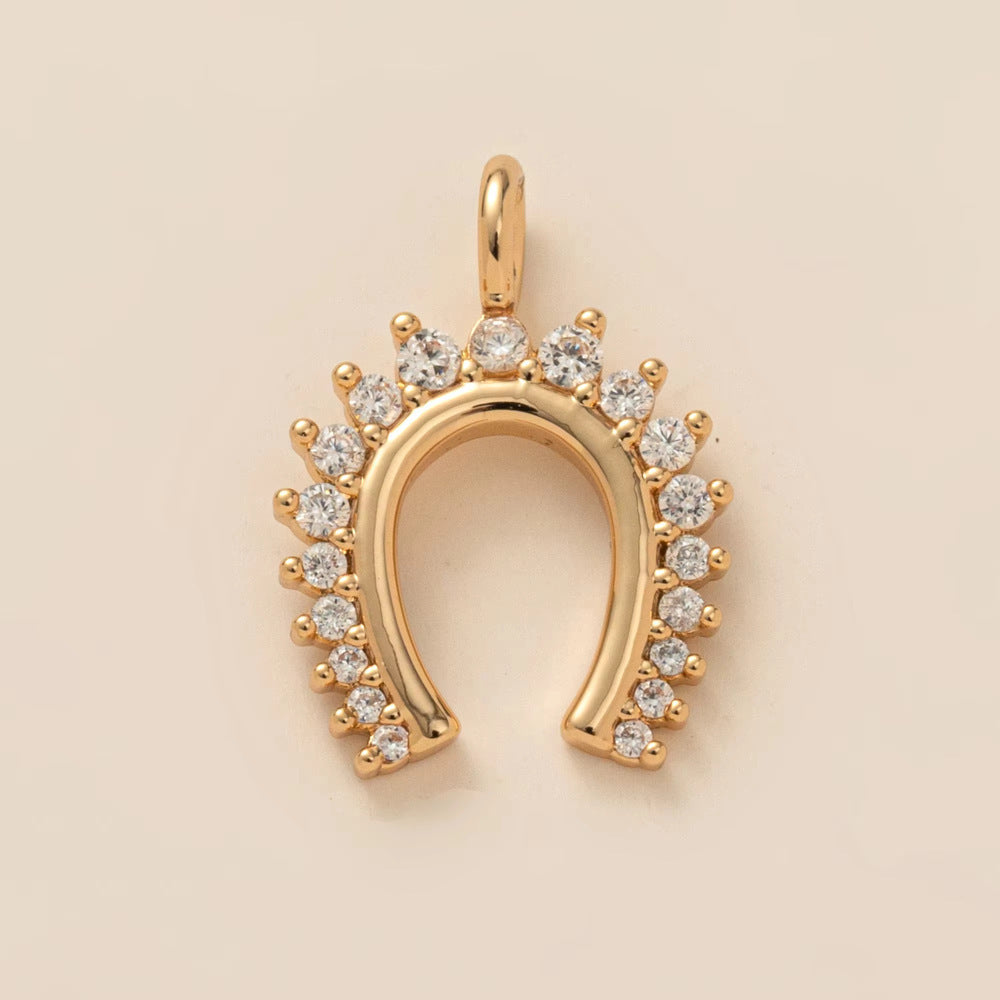 Minimalist Luxury 18K Gold Plated Cross Brass Pendant with Cubic Zirconia for Unisex