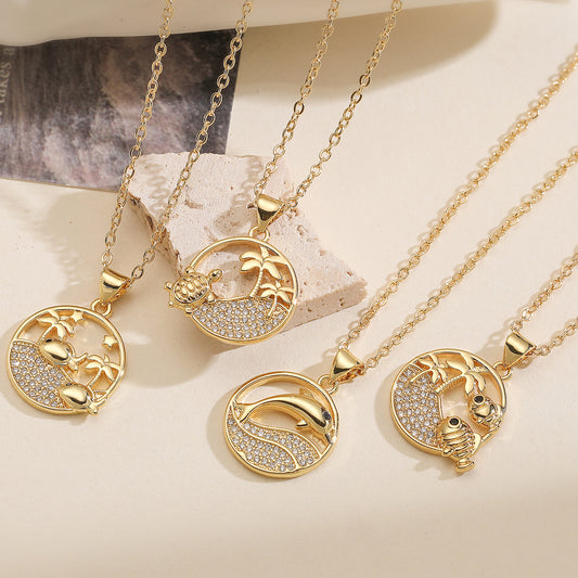 Minimalist Geometric Brass Pendant Necklace
