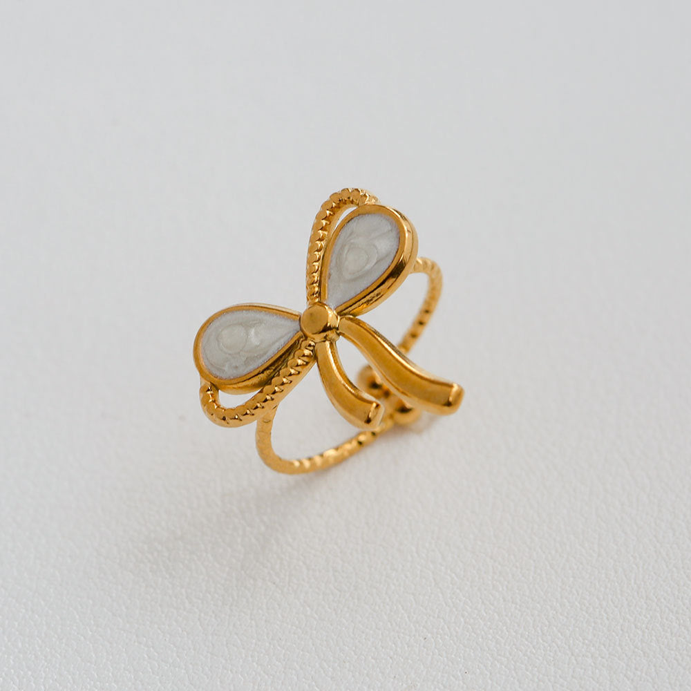 Anillo Minimalista de Acero de Titanio con Forma de Girasol, Bañado en Oro, Ajustable, para Mujer