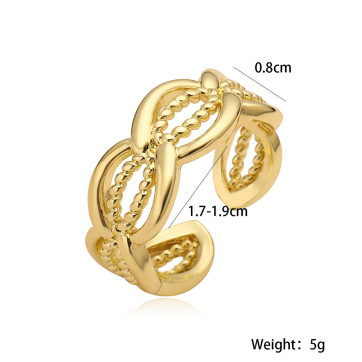 Minimalist Geometric Open Ring for Women in Copper with Real Gold Plating