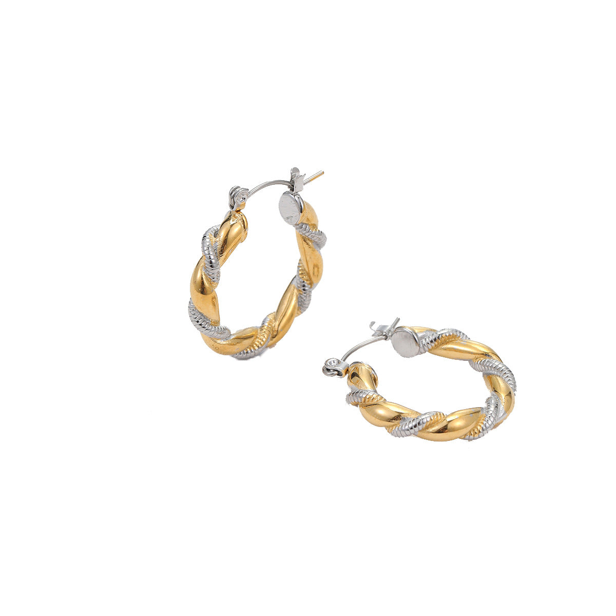 Pendientes de Acero Inoxidable con Bloques de Color de Moda con Baño de Oro de 18K para Mujer