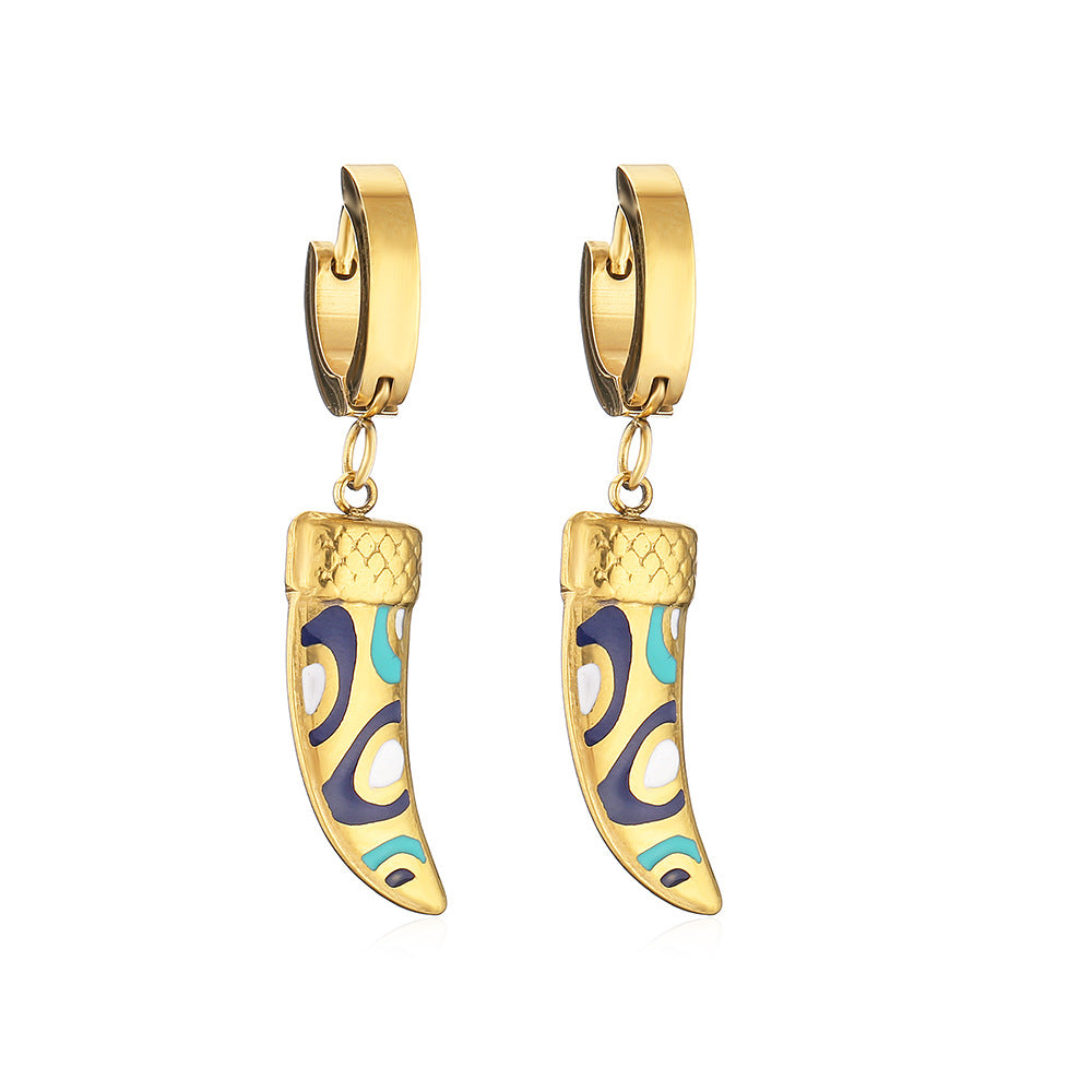 Minimalist Geometric Titanium Steel Earrings for Women with 18K Gold Plating, Irregular Design, Elegant and Versatile Ear Jewelry