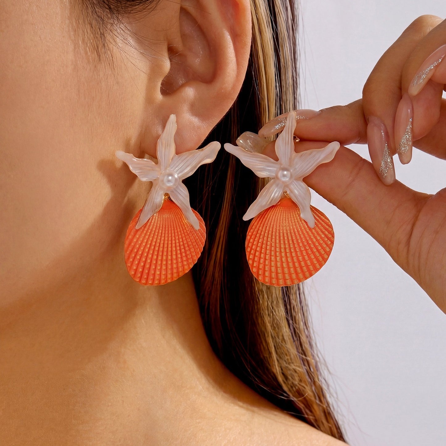 Sweet Geometric Starfish Alloy Plated Earrings