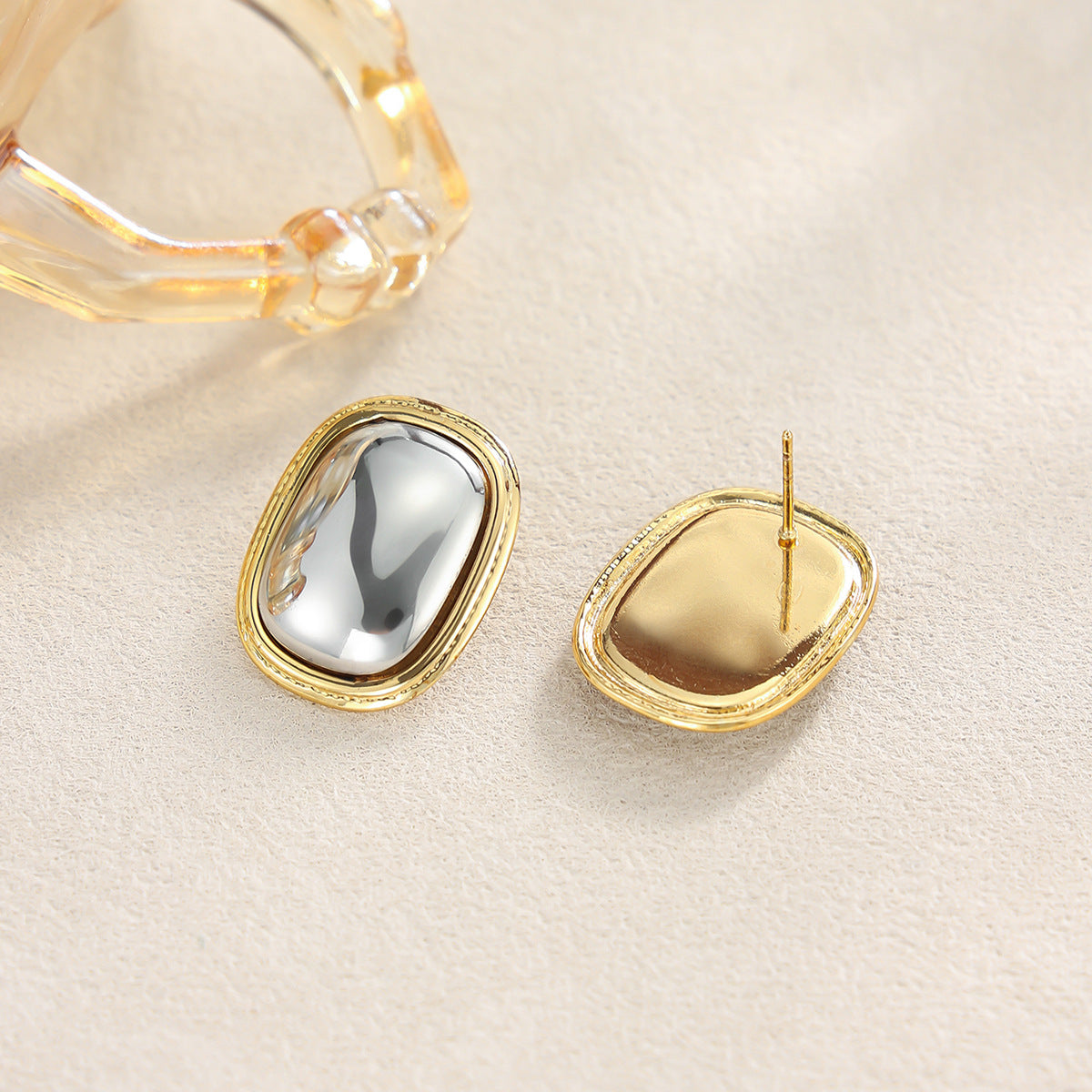 Minimalist Luxury Geometric Oval Stainless Steel Earrings PVD Plated for Women