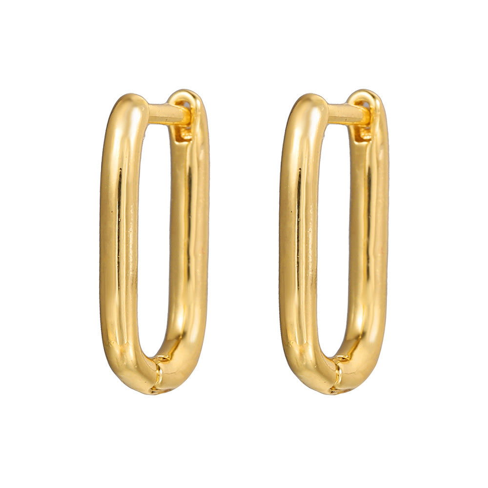 Gold Plated Brass Micro-Set Cubic Zirconia Geometric Leaf Cross Heart Round Hoop Earrings for Women