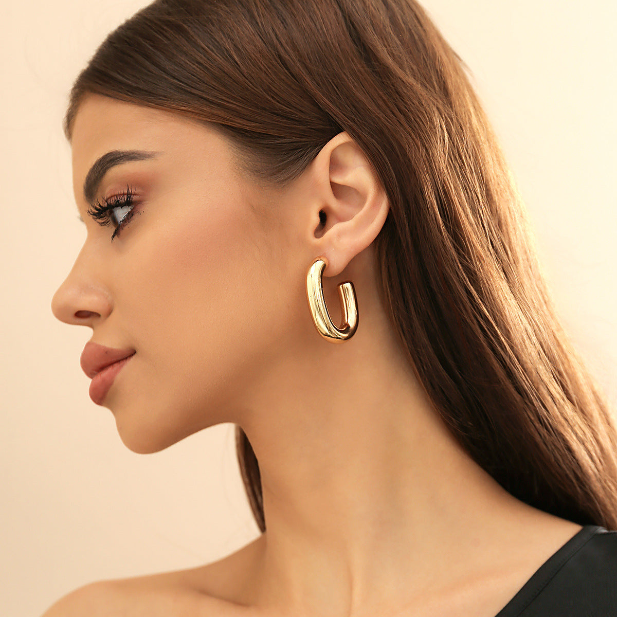 Pendientes de aro geométricos minimalistas para mujer con anillos de resina gruesos de estilo metálico y postes de acero inoxidable galvanizado