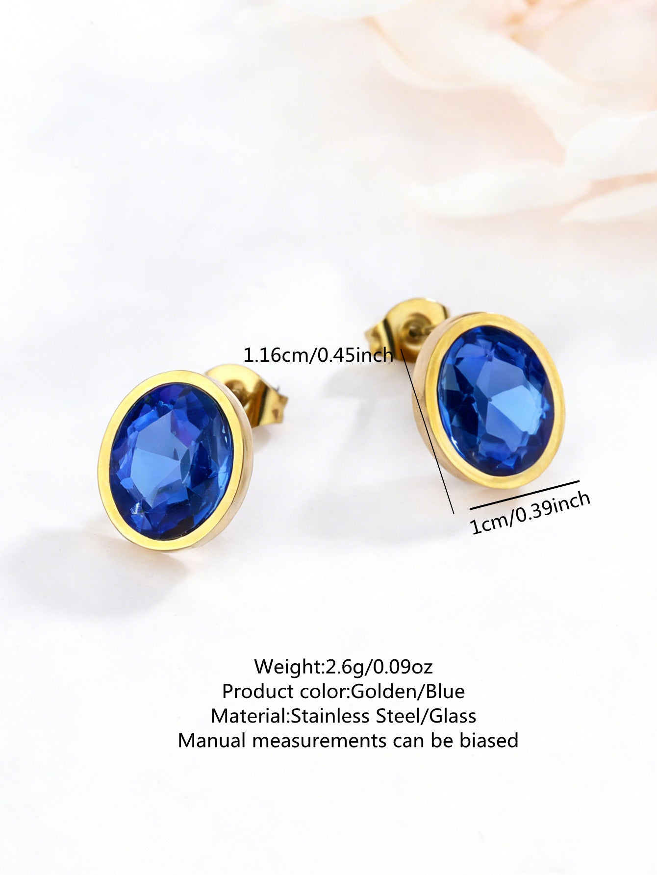Minimalist Elegant Geometric Oval Stainless Steel Gold Plated Cubic Zirconia Stud Earrings