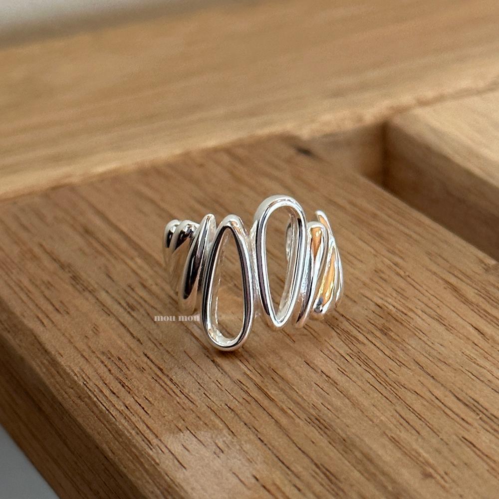 Anillo Minimalista de Plata de Ley 925 con Forma de Lágrima Irregular y Acabado Chapado para Mujer
