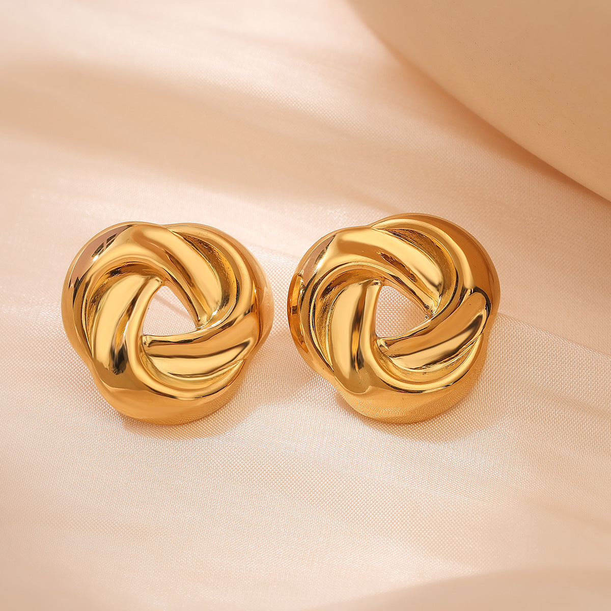 Irregular Geometric Stainless Steel Earrings for Women with 18K Gold Plated Posts, Fashionable and Versatile Minimalist Ear Studs