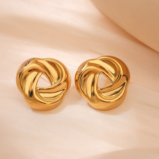 Orecchini geometrici irregolari in acciaio inossidabile da donna con perni placcati in oro 18 carati, orecchini a lobo minimalisti alla moda e versatili