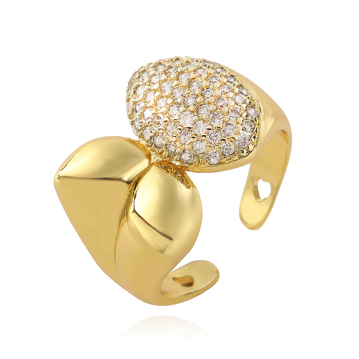Irregular Geometric Copper Ring with 18K Gold Plating for Women, Fashionable Minimalist Statement Ring