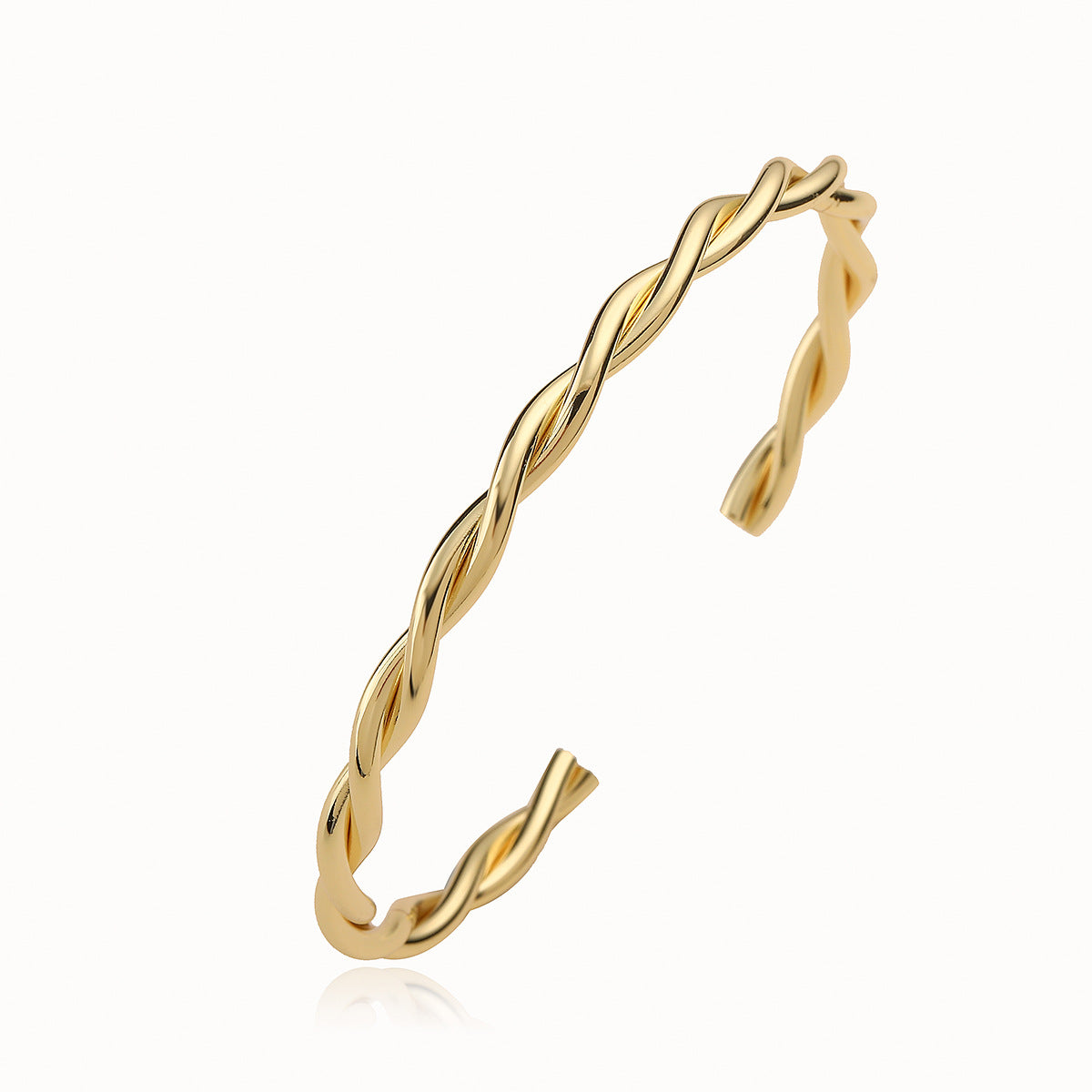 Bracciale Minimalista Attorcigliato in Rame per Donna Placcato Oro Vero, Design Geometrico Circolare, Accessorio di Moda Versatile