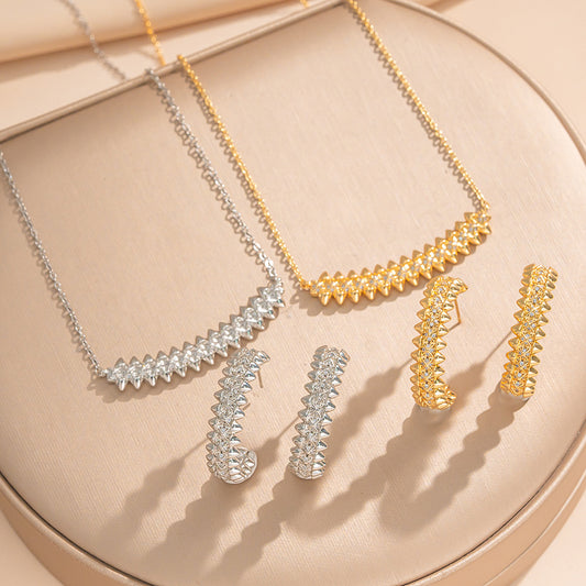 Set di bracciale e anello da donna in acciaio al titanio e rame ecologico con finitura lucida, a forma di rombo geometrico, lussuoso e minimalista