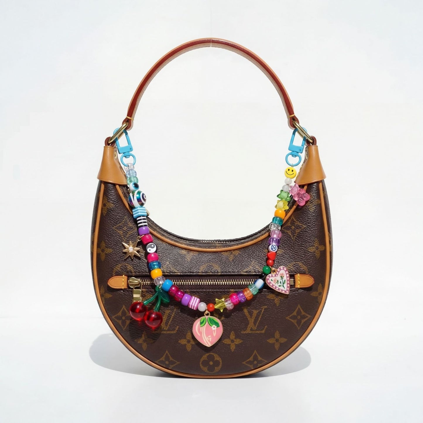 Vintage Elegant Geometric Cherry Heart Teardrop Bell Alloy Plated Bag Charm