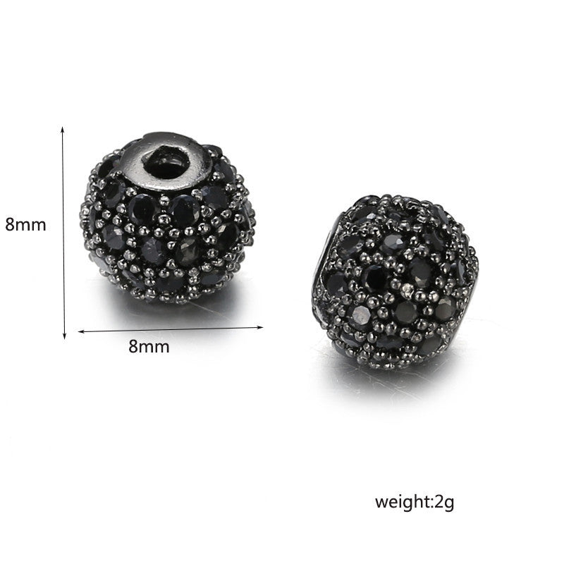 8mm Round Brass Cubic Zirconia Bead Pendant