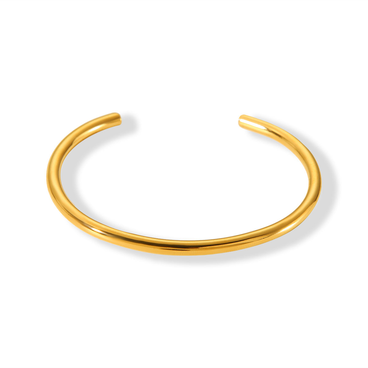 Minimalist Geometric Open Bangle Bracelet for Women Made of Titanium Steel with 18K Gold Plating