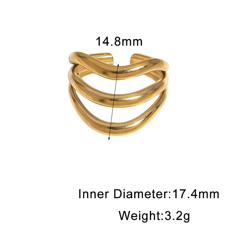 Minimalist Geometric Gold Plated Stainless Steel Ring for Women