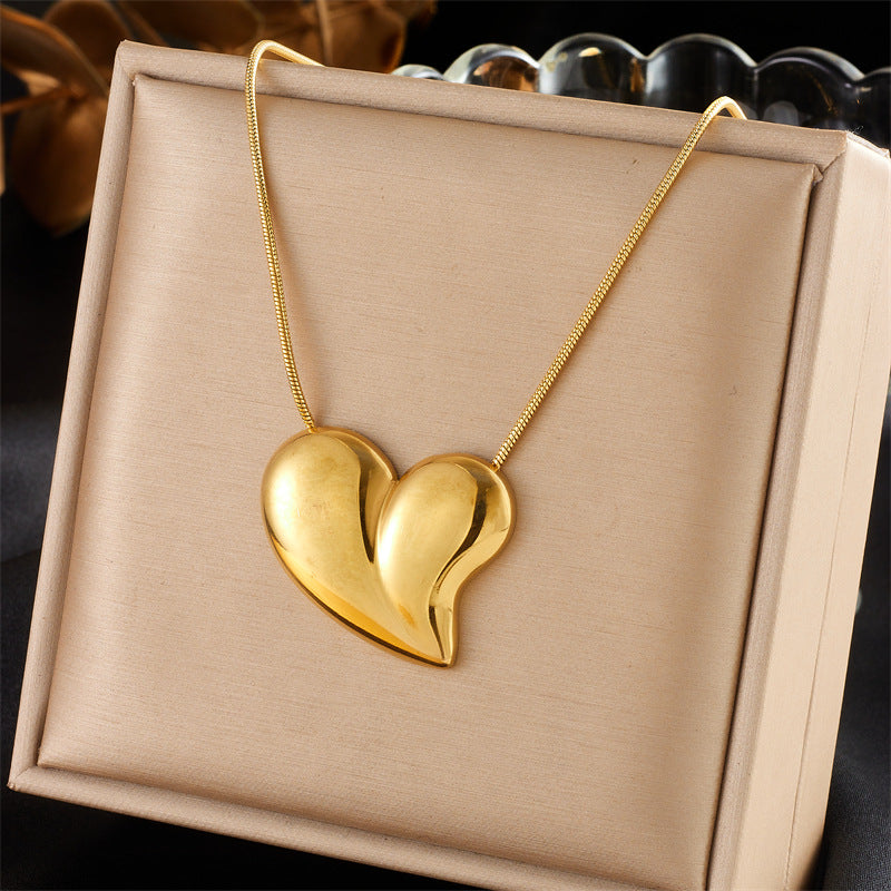 Collar Corazón de Acero Inoxidable Bañado, Minimalista y Vintage