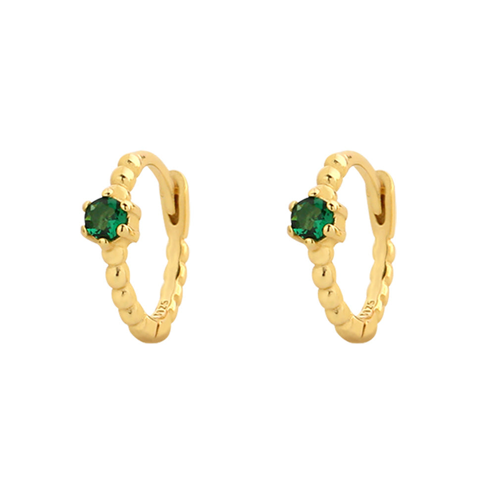 Elegantes Pendientes de Plata de Ley 925 con Forma de Trébol, Esmalte Verde Esmeralda y Detalles de Pedrería para Mujer
