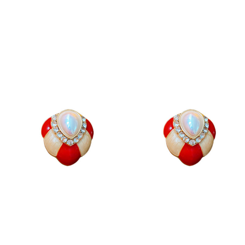 Orecchini pendenti in smalto vintage a goccia con perno in acciaio inossidabile per donna