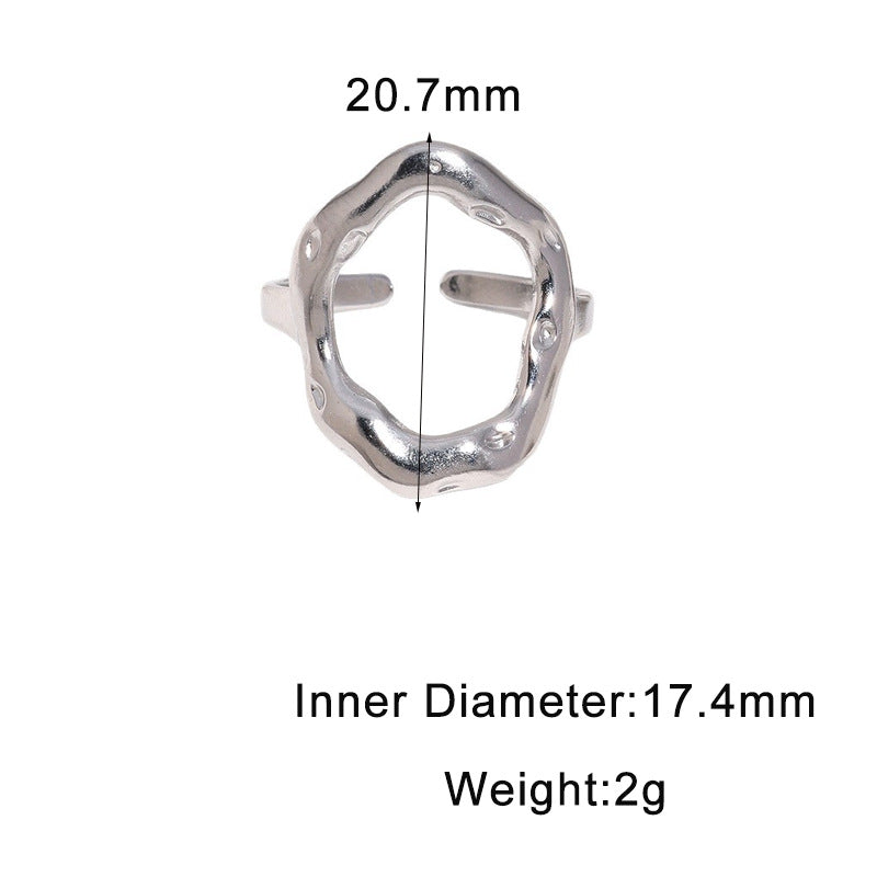 Minimalist Geometric Round Gold Plated Stainless Steel Open Ring for Women