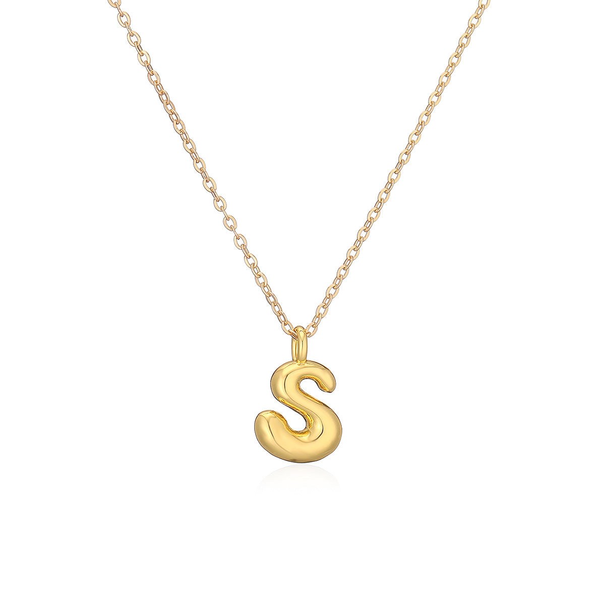Minimalist Letter-Shaped Copper Pendant Necklace with Real Gold Plating for Women