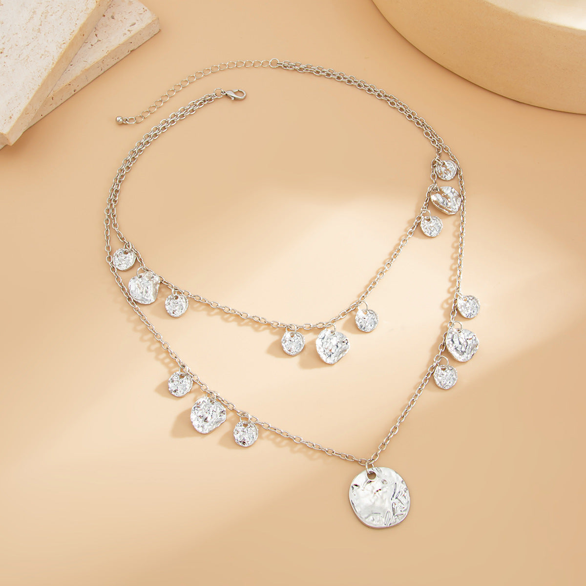 Minimalist Irregular Round Geometric Alloy Plated Pendant Necklace for Women