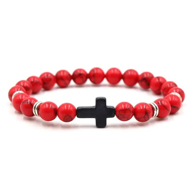 Minimalist Geometric Tiger Eye Turquoise Obsidian Beaded Bracelet Unisex Handmade Jewelry