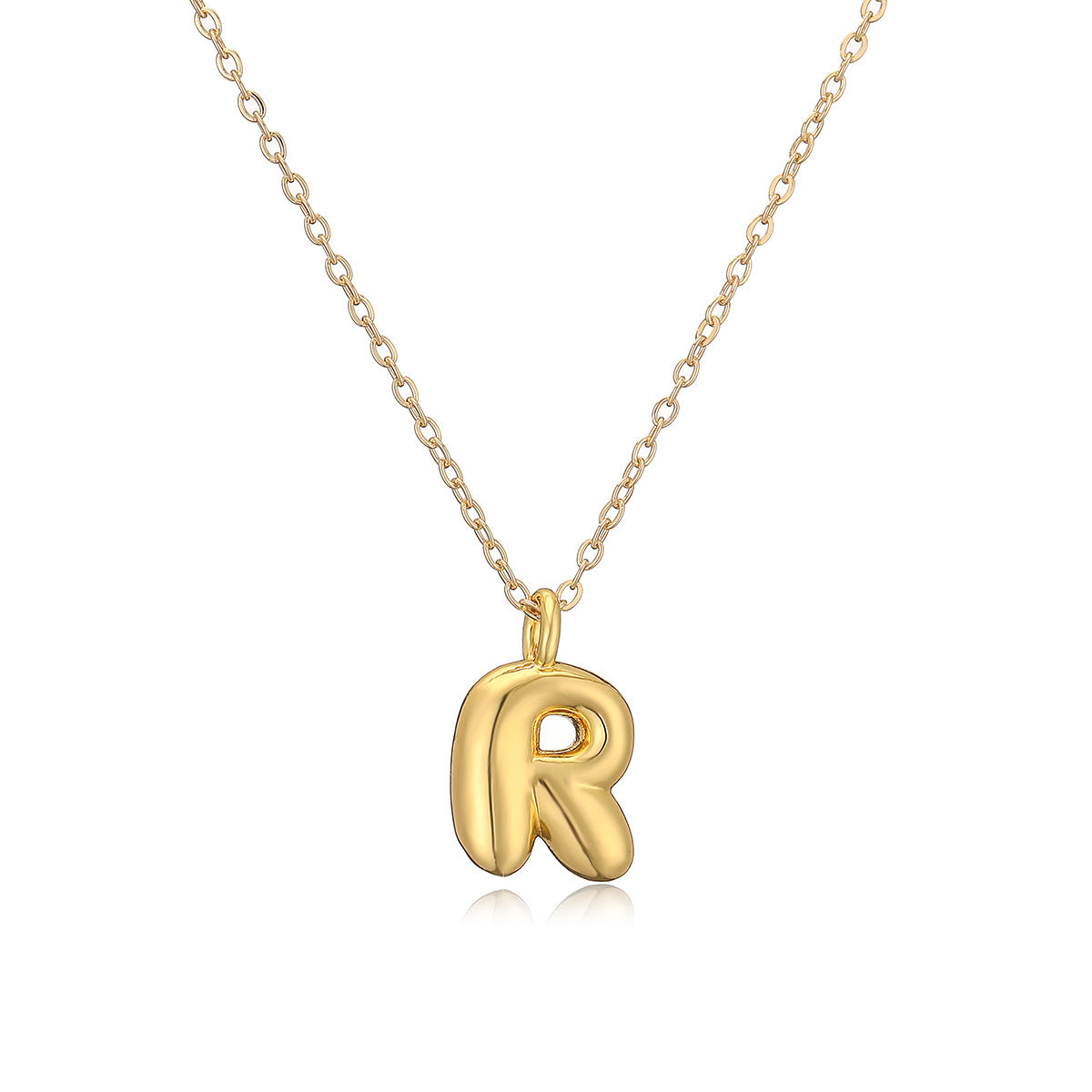Minimalist Letter-Shaped Copper Pendant Necklace with Real Gold Plating for Women