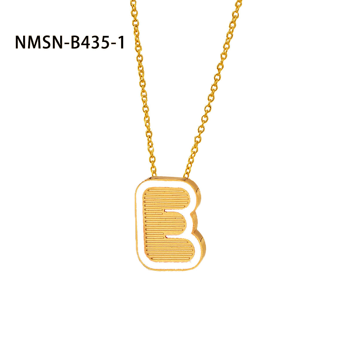 Collana con pendente a forma di lettera minimalista in acciaio inossidabile placcato oro 18 carati e dettagli in smalto da donna