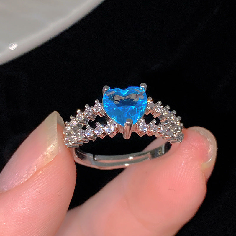 Minimalist Sweet Colorful Crown Flower Bow Teardrop Brass Ring with Cubic Zirconia Inlay for Women