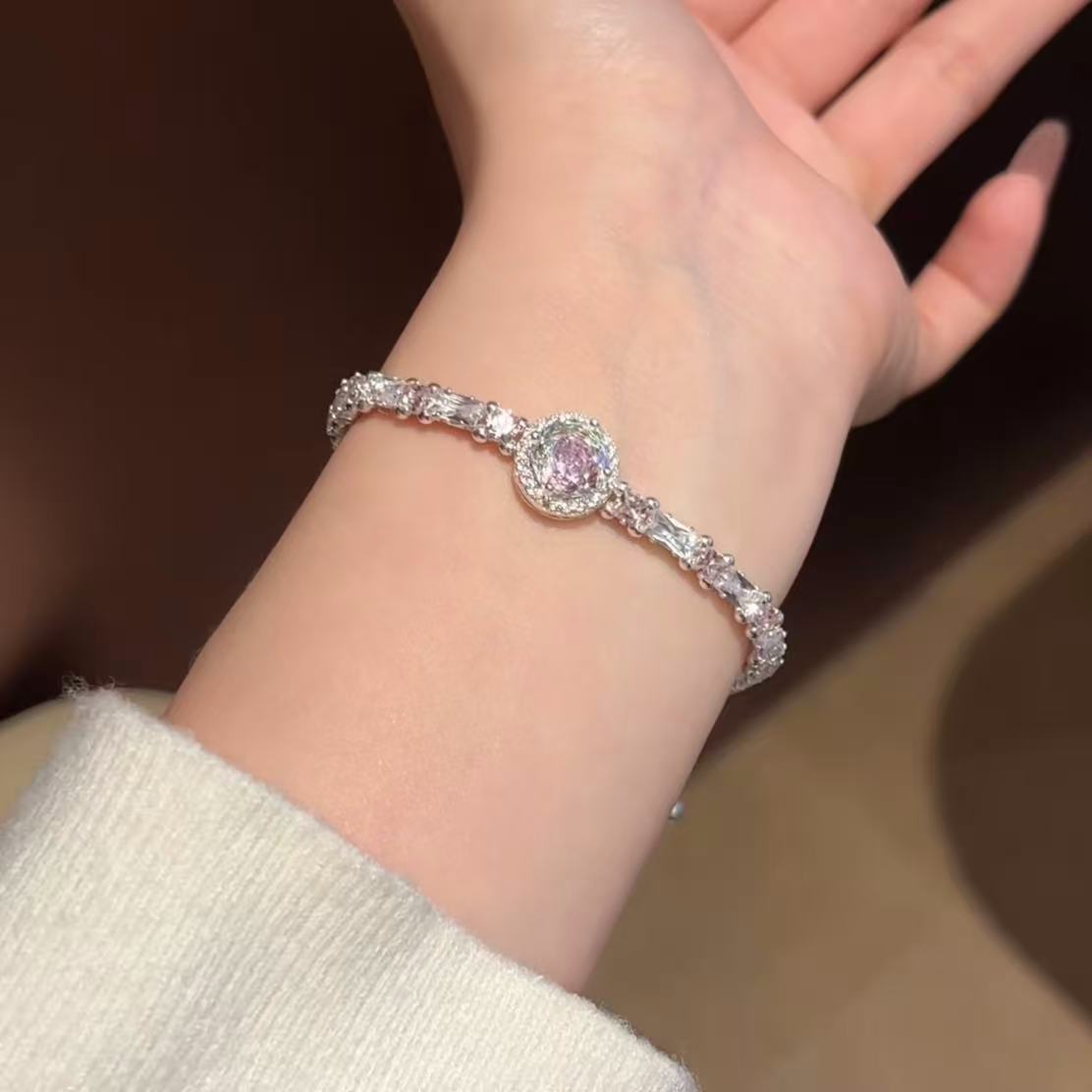 Elegante pulsera geométrica de perlas para mujer con detalles de pedrería, acabado chapado, estilo minimalista para oficina, joyería de lujo para uso diario