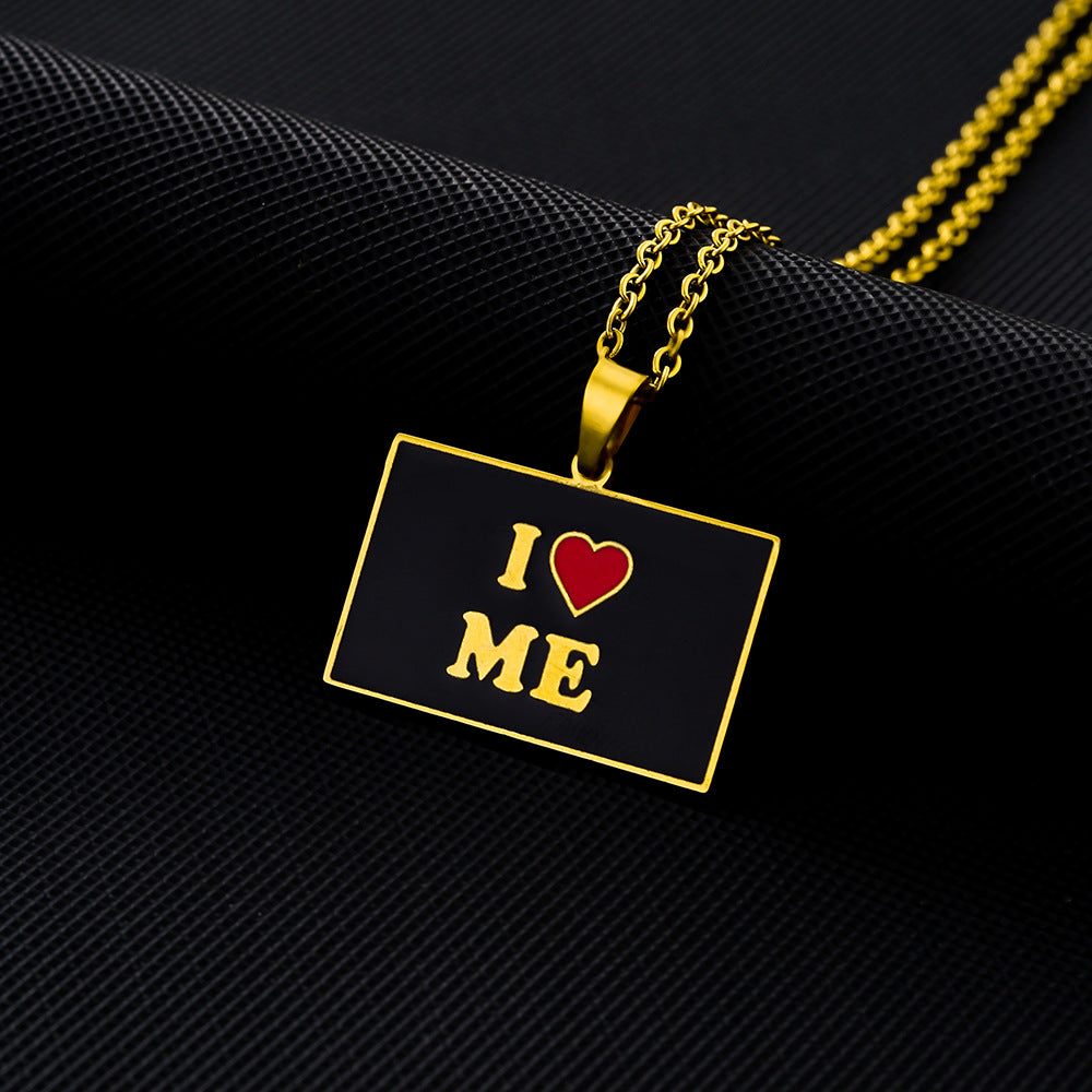 Elegant Geometric Stainless Steel Letter Pendant Necklace with Plated Finish for Men and Women